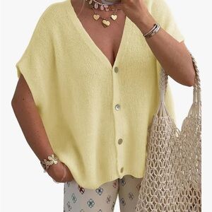 Yellow Button-Up Women's Sweater